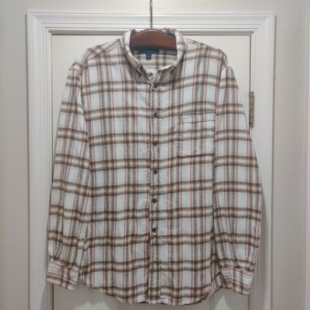 EUC Soft Warm Flannel Plaid Button Up Shirt Croft & Barrow Unisex M-M / W-XL